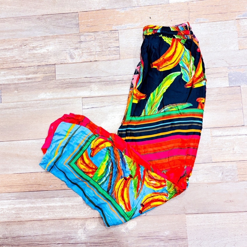 FARM RIO Multicolor Tropical Print Flowy Wide-Leg Pants |‎ Small * - Picture 6 of 10